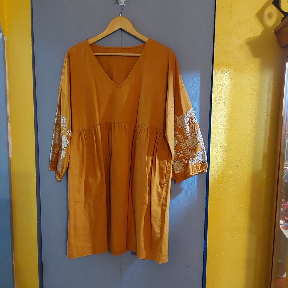 Madewell Embroidered Orange Dress